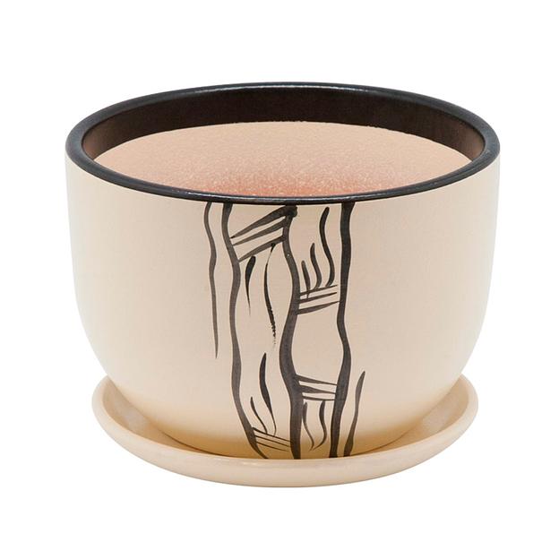 Керамический горшок с подставкой, 1,05л., Д143 Ш143 В105, бежевый фото 1