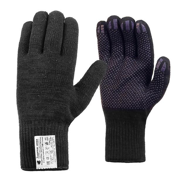 Рабочие перчатки трикотажные «Супер люкс» с ПВХ 10 класс вязки (70% хлопок, 30% полиэфир) чёрный, арт.03Т фото 1