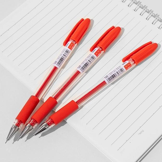 Ручка гелев. Deli EG150-RD прозрачный d=0.38мм красн. черн. игловидный пиш. наконечник резин. манжета фото 4