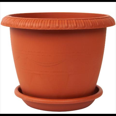 Горшок цветочный Жардин d-25см, h-20см 5,5 л, пластик, терракотовый фото 1
