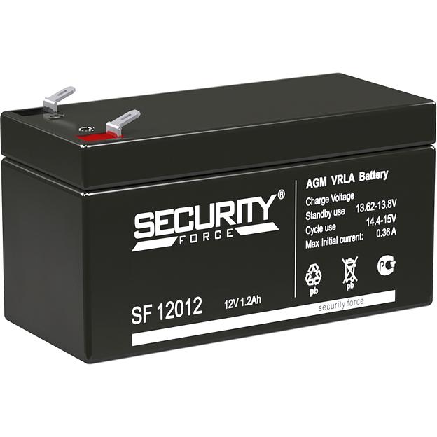 Батарея SECURITY FORCE серия SF, SF 12012, напряжение 12В, емкость 1.2Ач (разряд 20 часов), макс. ток заряда 0.36А, свинцово-кислотная типа AGM, клеммы F1, ДxШxВ 97х44х52мм., кг., срок службы 3-5 лет. Delta Security Force SF 12012 (12V / 0.3Ah) фото 1