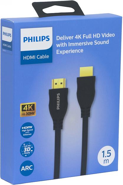 Кабель аудио-видео Philips 4K 30 Гц Full HD HDMI/HDMI 1.5м. позолоч.конт. черный (SWV2110/56) фото 2