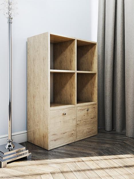 Стеллаж вертикальный с дверцами Wood&Stone «Малави» дуб бунратти 62.8×31.2×93.4 см фото 2