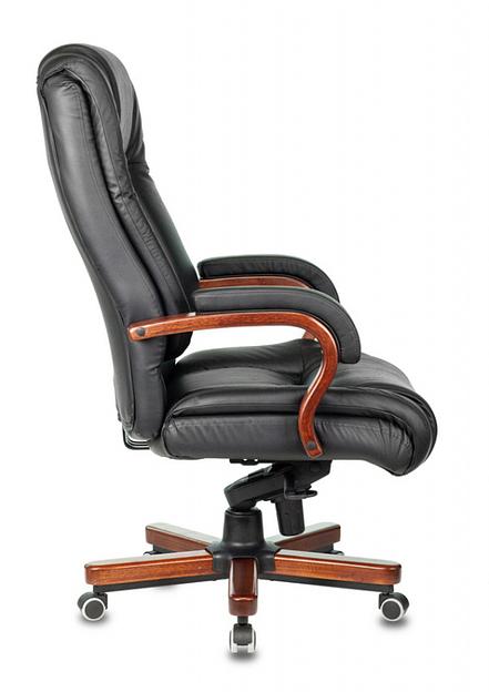 Кресло руководителя Бюрократ T-9925WALNUT черный кожа крестовина металл/дерево фото 3
