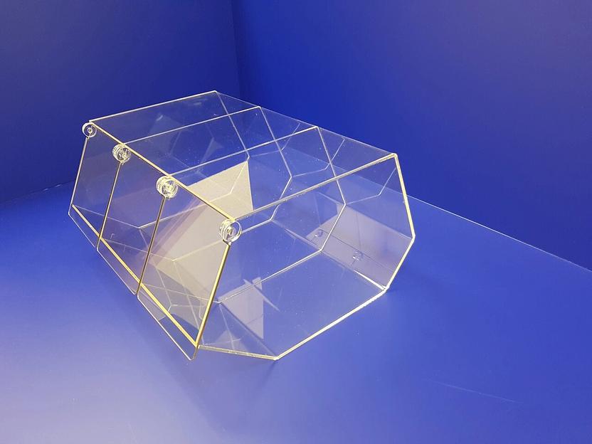 Диспенсер торговый из оргстекла для снеков, орехов, мармелада.      3 секции х 120мм. фото 3