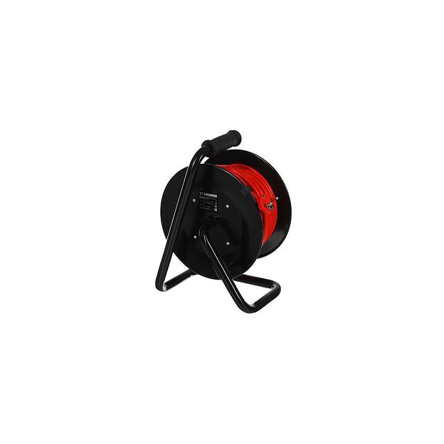 Удлинитель силовой StarWind ST-PSR4.40/G-20, розеток 4шт, 3x2.5 кв.мм, 20A, 40м, ПВС, катушка, оранжевый фото 1