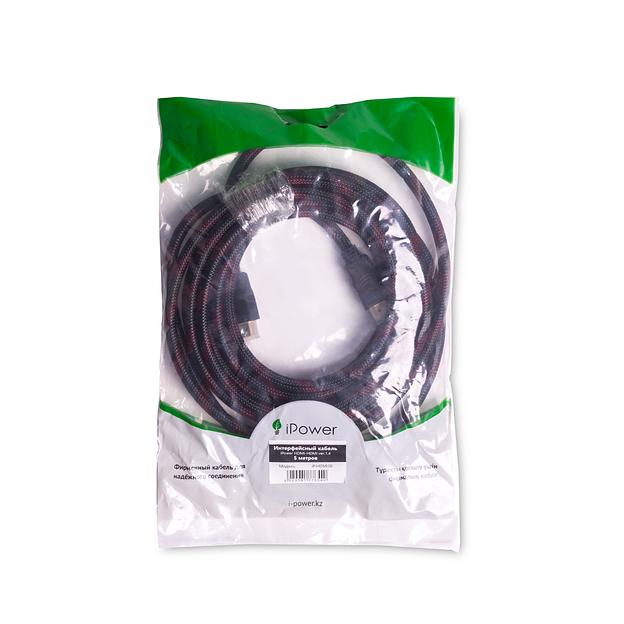 Интерфейсный кабель  iPower  iPiHDMi50  HDMI-HDMI  Пол. пакет  Контакты с золотым напылением  5 м  Нейлон фото 3