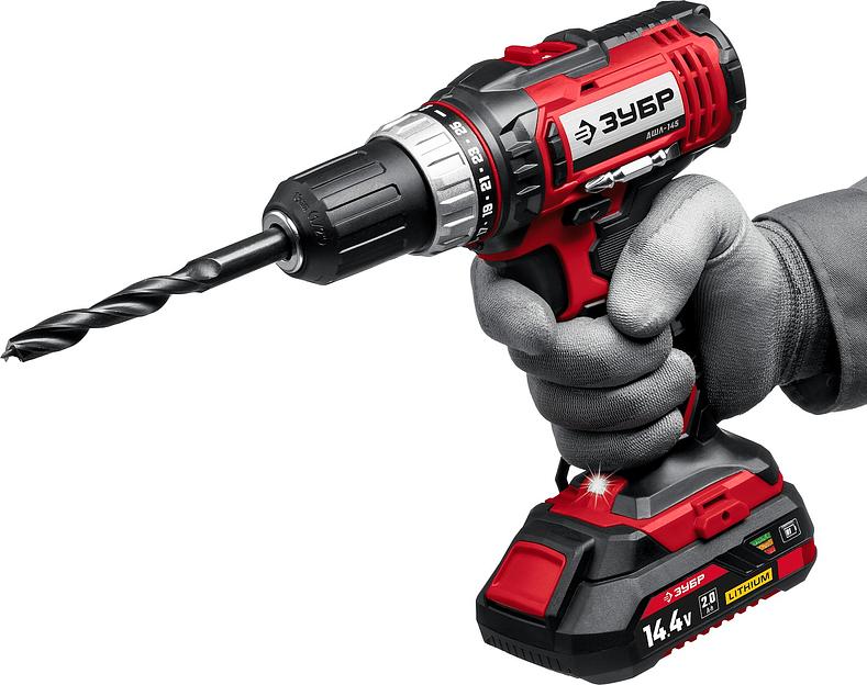 Дрель-шуруповёрт Зубр ДШЛ-145-22 14,4В 2 АКБ 2 А/ч в кейсе ОПТ фото 1
