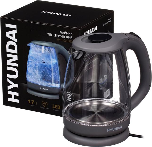 Чайник электрический Hyundai HYK-G1003 1.7л. 2200Вт серый (корпус: стекло) фото 8