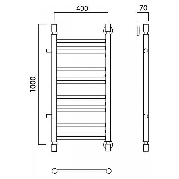 Полотенцесушитель водяной Роснерж Прямая L107011 100x40 с боковым подключением 600 600 мм групповой фото 2