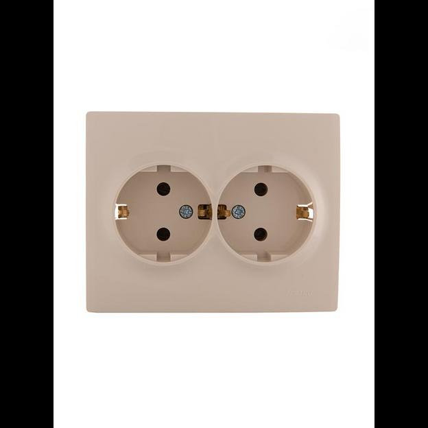 Розетка 2-м СП Karina с заземл. термопласт крем. LEZARD 707-0300-127B фото 1