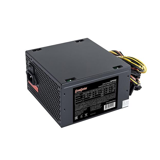 Exegate EX282070RUS-S Блок питания 550W ExeGate XP550, ATX, SC, black, 12cm fan, 24p+4p, 6/8p PCI-E, 3*SATA, 2*IDE, FDD, 282081 с защитой от выдергивания фото 1