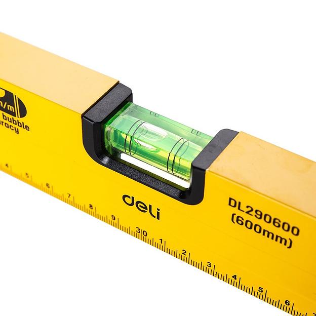 Измерительный и разметочный инструмент Deli Строительный уровень Deli DL290600 600мм, алюминиевый сплав, мягкие резиновые заглушки, магнит, измерение под углом 45° фото 4