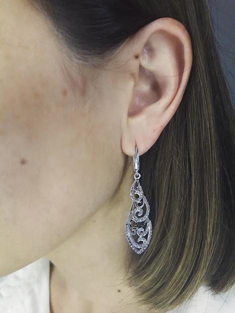 Silver Moon Серьги серебро 925 родированные с фианитами фото 1