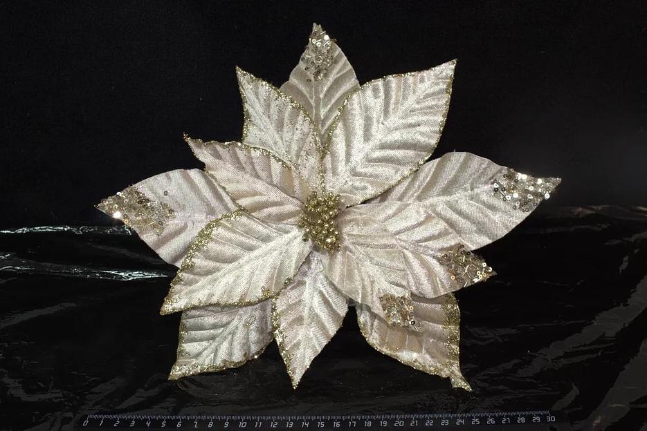 Цветок Декор на клипсе в ассорт шампань 30 см фото 1