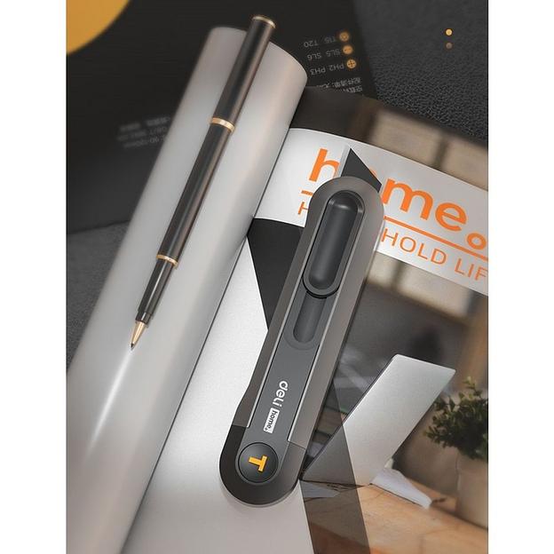 Нож Deli Технический нож "Home Series Black" Deli HT4008 Т-образное лезвие с механизмом автоматического возврата, эксклюзивный дизайн, корпус из высококачественного софттач пластика фото 8