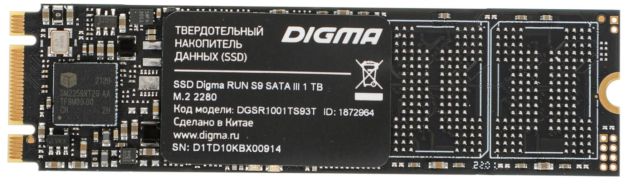 Накопитель SSD Digma SATA III 1Tb DGSR1001TS93T Run S9 M.2 2280 фото 4