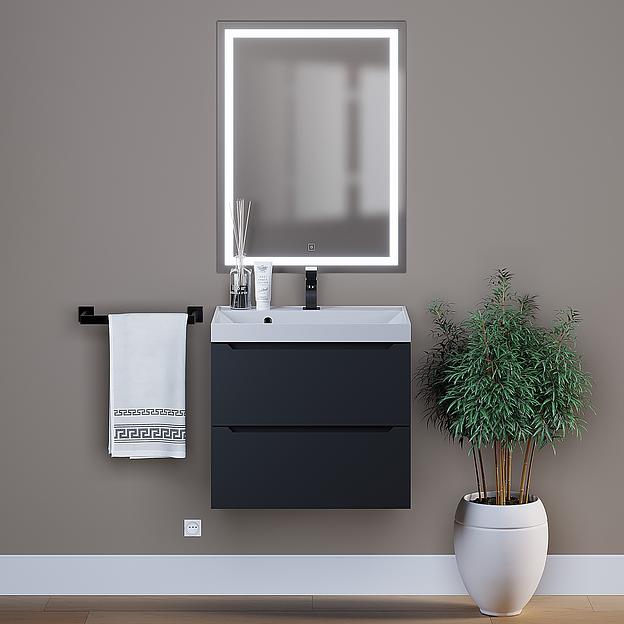 Тумба под раковину для ванной Uperwood Tanos 60 см, подвесная, черная матовая фото 4
