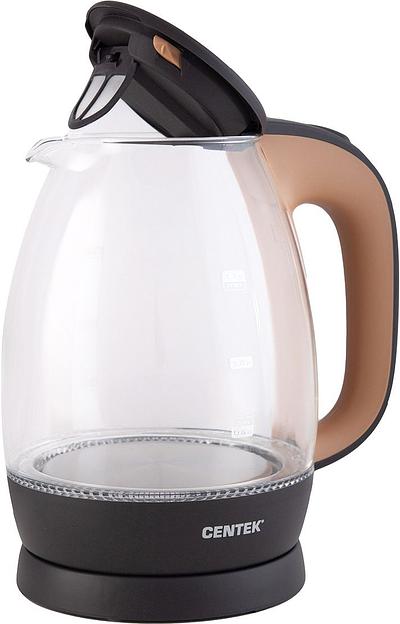 Чайник электрический Centek CT-0056 1.7л. 2200Вт коричневый/бежевый (корпус: стекло) фото 2
