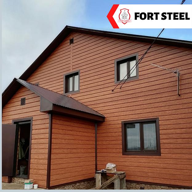 Металлический сайдинг «Евробрус с тиснением» цвет Printech ПИХТА 3D фото 1