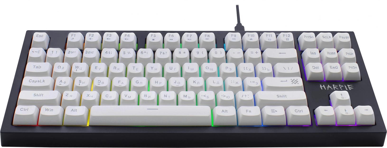 Клавиатура DEFENDER (45401) Harpie GK-401 RU,чер/бел,87кн+FN,радуж,1.5м фото 3