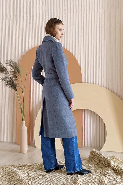 Женское демисезонное пальто Mmoda серо-синий, арт.01–4 фото 3