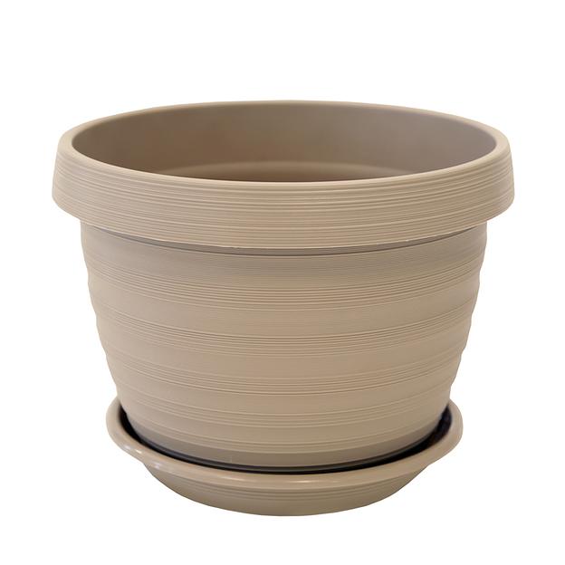 Пластиковый горшок "Толедо", D 20, фраппе с поддоном фото 1