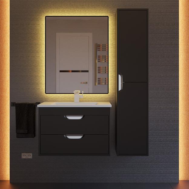 Тумба с раковиной для ванной Uperwood Modul 65 см, подвесная, матовая, черная фото 5