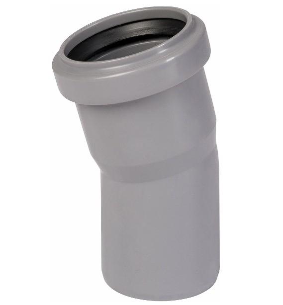 Отвод 15 градусов 50мм для внутренней канализации фото 1