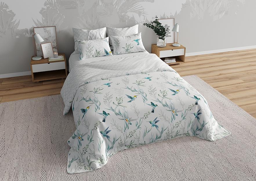 Ткань хлопковая перкаль набивной «Колибри» с обработкой анти-пиллинг 2.2×33 м фото 1