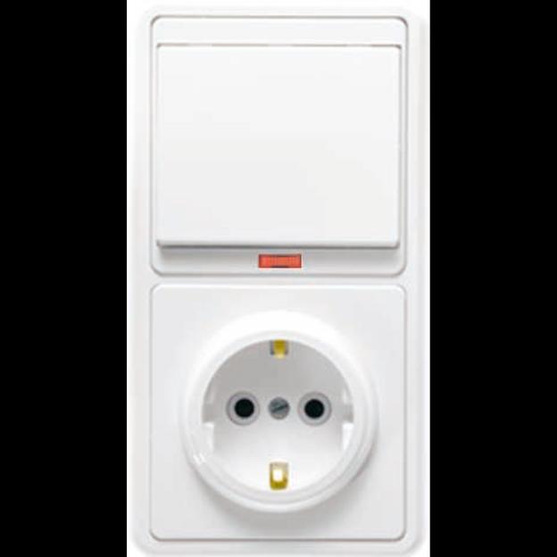 Блок БКВР-056 Бэлла (1-кл. выкл. с подсветкой + розетка с заземл.) бел. Кунцево 5821 фото 1