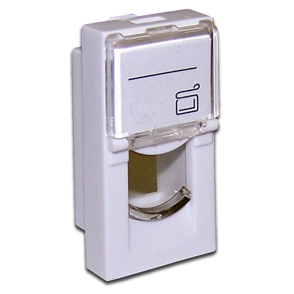 Вставка 22.5x45 на 1 модуль, со шторкой и увеличенным окном маркировки, белая (LAN-SIP-22L-WH) фото 1