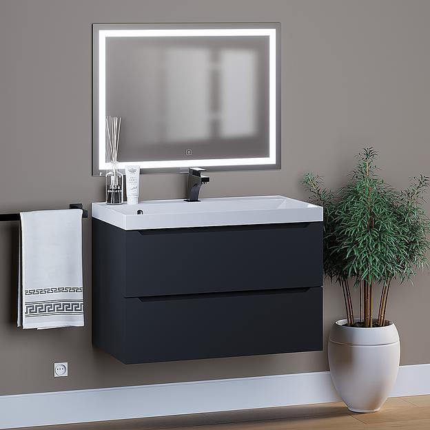 Тумба под раковину для ванной Uperwood Tanos 80 см, подвесная, черная матовая фото 5