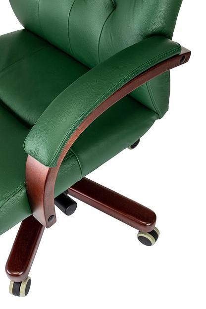 Кресло руководителя Бюрократ T-9928Walnut зеленый кожа крестов. металл/дерево фото 6