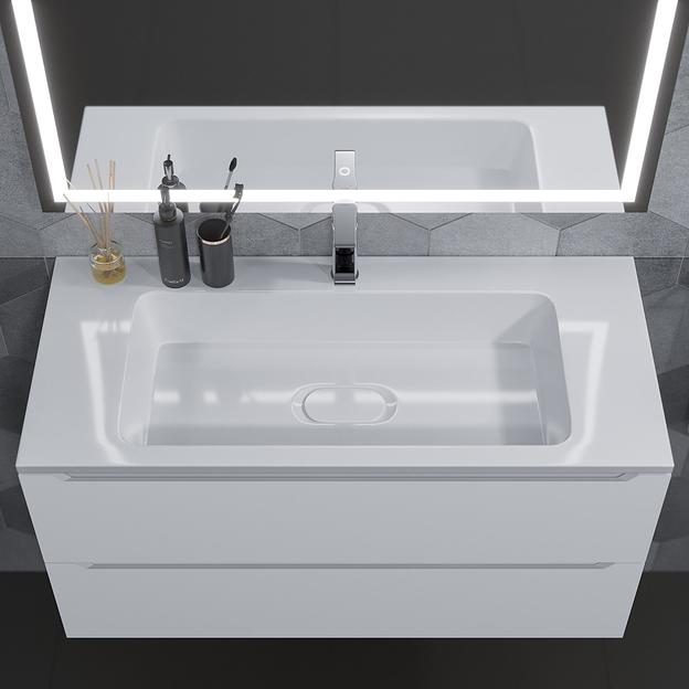 Раковина для ванной полувстраиваемая Uperwood Modul 100 см, белая глянцевая фото 2