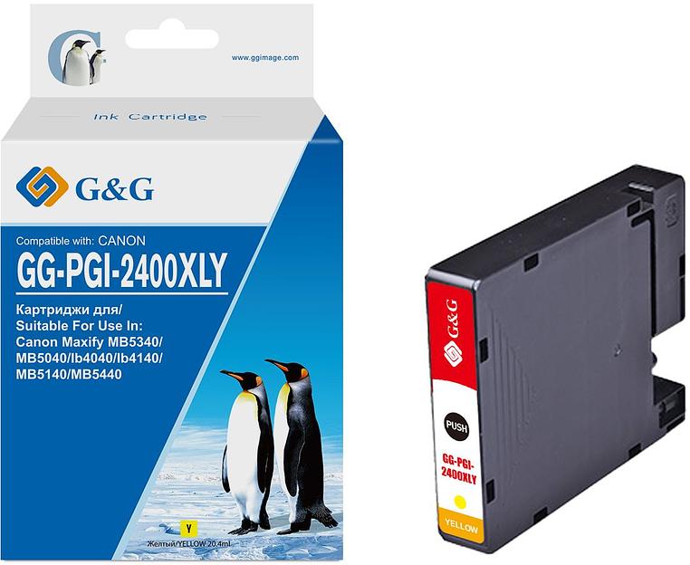 Картридж струйный G&G GG-PGI-2400XLY PGI-2400XL Y желтый (20.4мл) для Canon Maxify iB4040/iB4140/МВ5040/MB5140/МВ5340/MB5440 фото 1