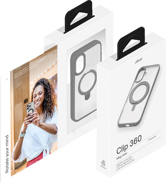 Чехол (клип-кейс) uBear для Apple iPhone 16 Clip 360 with MagSafe серый (CS438GR61RG-I24M) фото 8