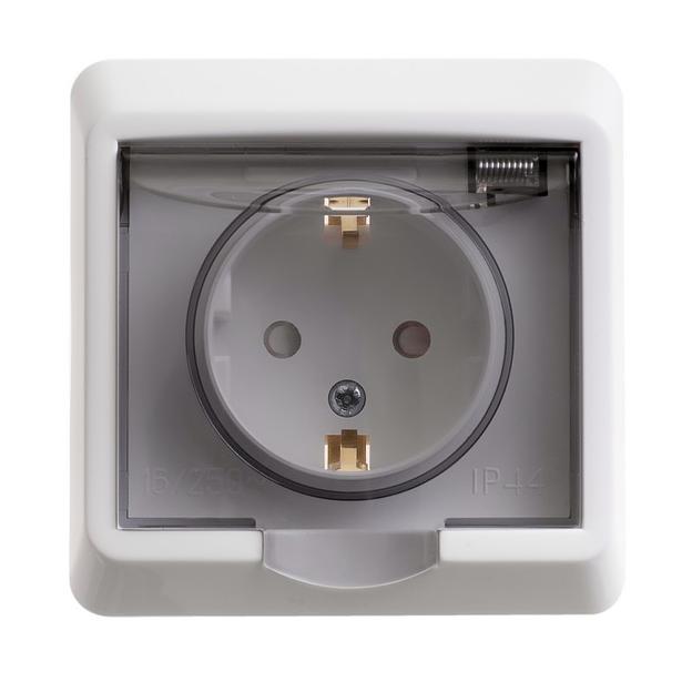 Systeme electric PC16-044B ЭТЮД IP44 С/У РОЗЕТКА с заземлением со штороками 16А 250B, БЕЛЫЙ, Россия фото 4