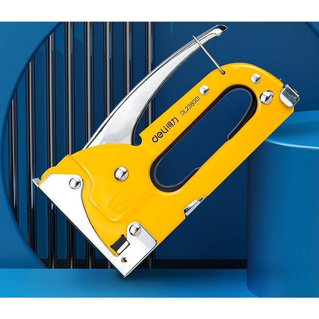 Степлеры, пистолеты, заклепочники Deli Мебельный степлер Deli DL238001 Для скоб 4-8мм D-типа. Полностью стальная конструкция фото 5