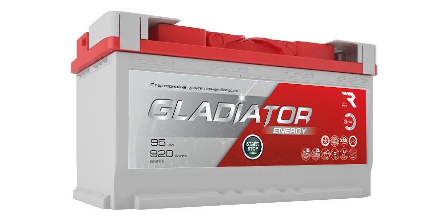 Аккумулятор Gladiator Energy 95 А/ч, обратной полярности, конус, GEN9500 ОПТ фото 1