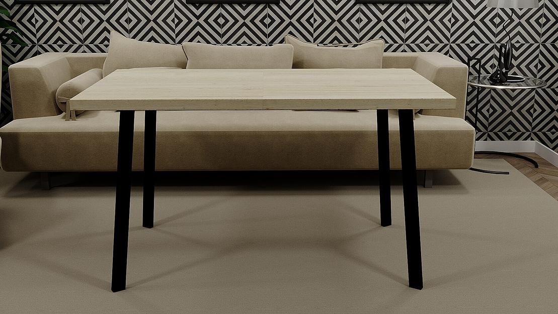 Стол Hagen 120(+40)x80 см чёрный металл, галифакс белый фото 2