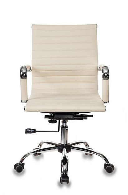 Кресло руководителя Бюрократ CH-883-LOW слоновая кость искусственная кожа низк.спин. крестовина металл хром фото 2