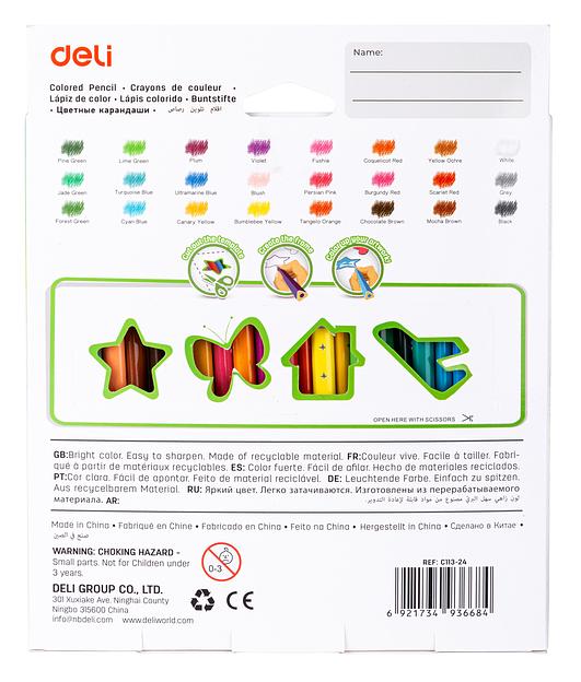 Карандаши цветные Deli EC113-24 Enovation трехгранные пластик 24цв. коробка/европод. (24шт) фото 5