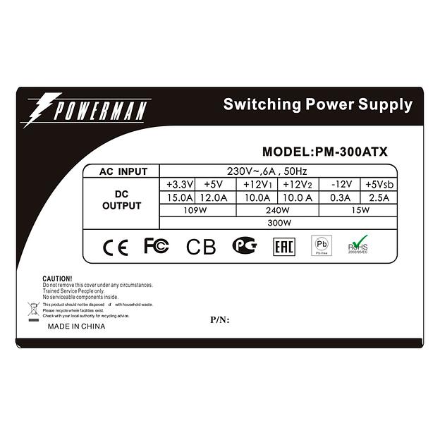 Блок питания Powerman Power Supply 300W PM-300ATX - TFX фото 2