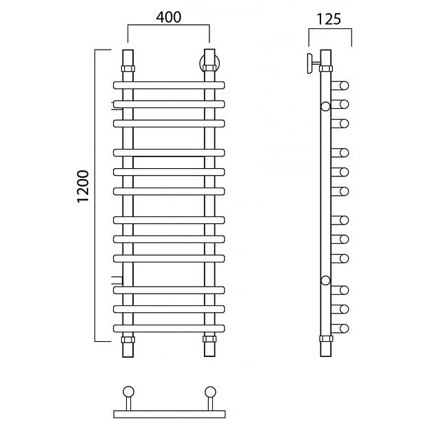 Полотенцесушитель водяной Роснерж Нео 1 L106011 120x40 с боковым подключением 1000 групповой фото 2