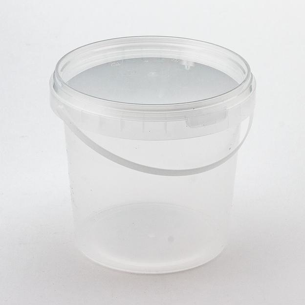 Ведро пластиковое с ручкой и крышкой 1000мл - 50 шт фото 1