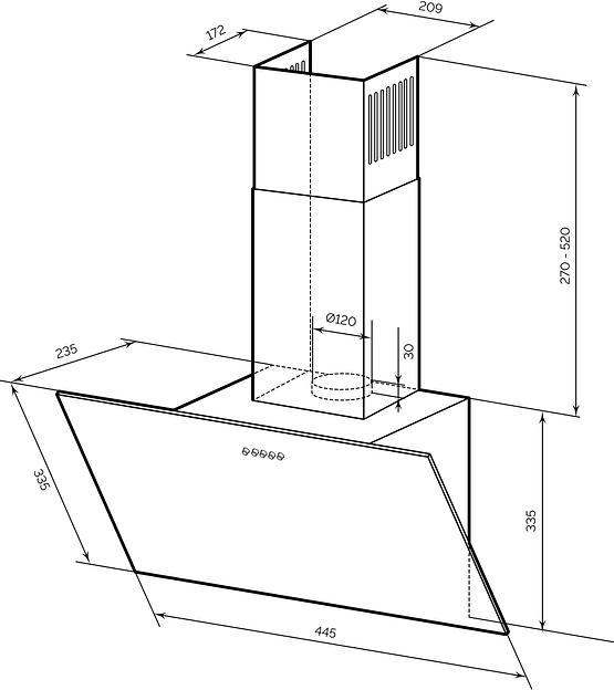 Вытяжка каминная Lex Moza 450 черный управление: кнопочное (1 мотор) фото 4
