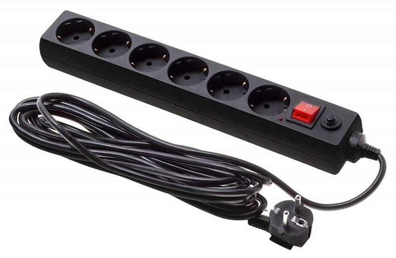 Сетевой фильтр Buro 600SH-16-5-B 5м (6 розеток) черный (коробка) фото 1