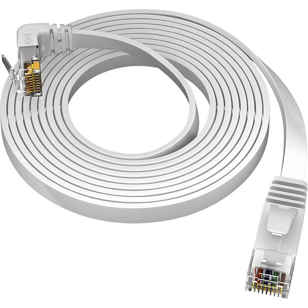 GCR Патч-корд PROF плоский 3.0m, UTP медь кат.6, белый, нижний угол, ethernet high speed 10 Гбит/с, RJ45, T568B Greenconnect GCR-54656 фото 2