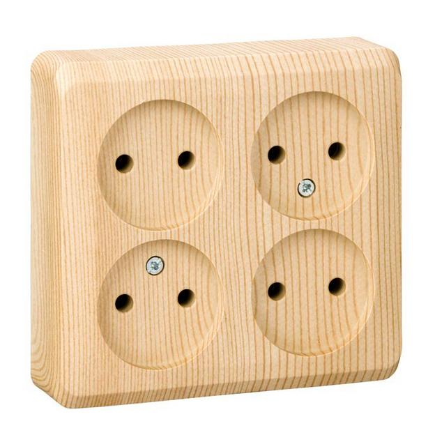 Розетка 4-м ОП Этюд 16А IP20 250В без заземл. без защ. шторок сосна SE PA16-205D фото 1